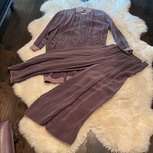 Hard Tail Women's in grey/brown Jacket is long pants are palazzo pants